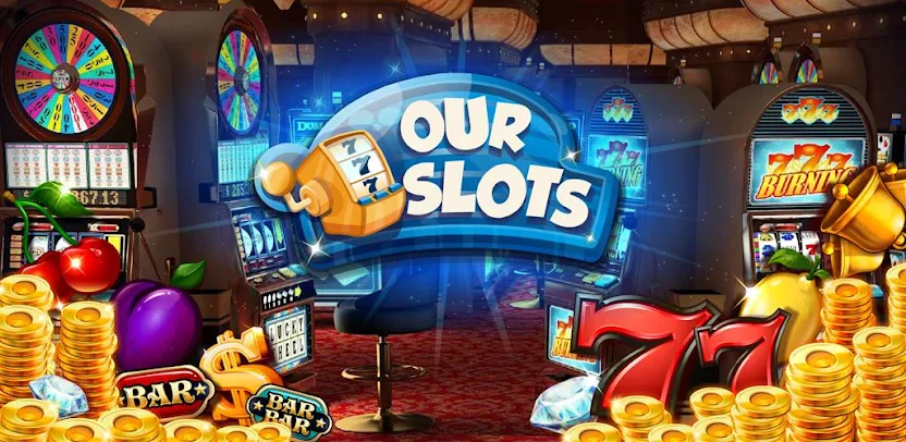 Ilustração de um jogo de slot real com foco nas linhas de pagamento e símbolos